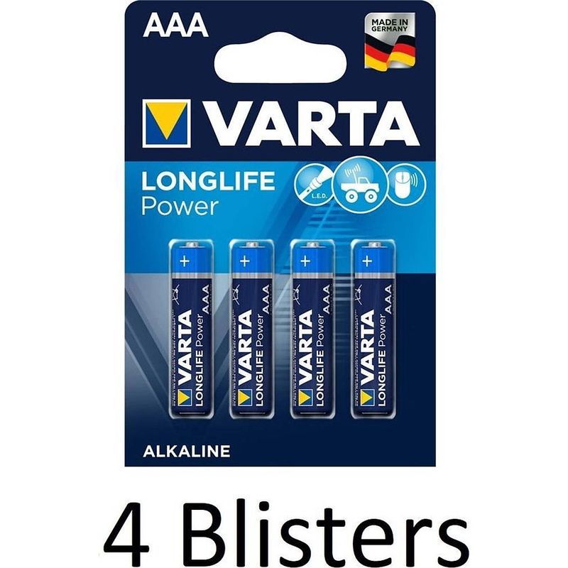 Foto van 16 stuks (4 blisters a 4 st) varta longlife power aaa batterijen