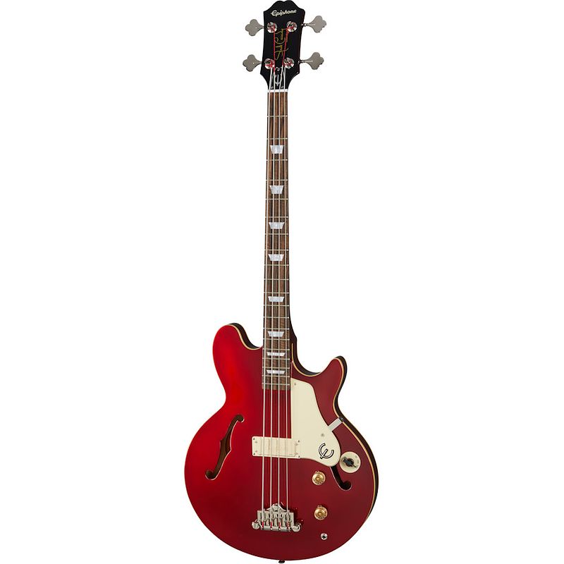 Foto van Epiphone jack casady bass sparkling burgundy semi-akoestische basgitaar