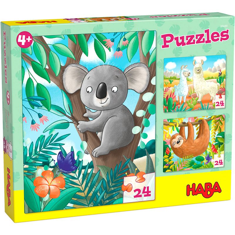 Foto van Haba legpuzzels koala, luiaard & co junior karton 3-delig