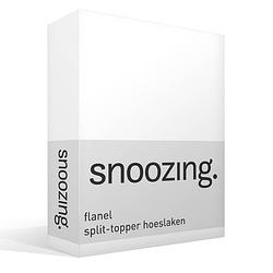 Foto van Snoozing - flanel - split-topper - hoeslaken - 200x210/220 cm - wit