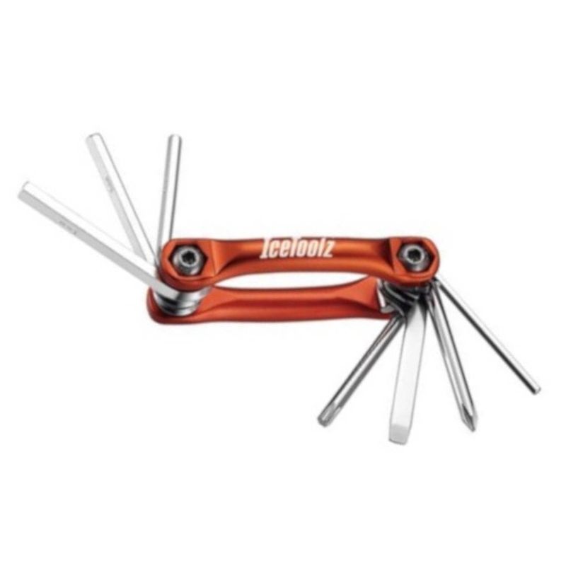 Foto van Icetoolz multitool urban-7 rvs 8,5 cm oranje/zilver