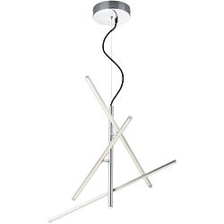 Foto van Led hanglamp - hangverlichting - trion tiraki - 21w - warm wit 3000k - rechthoek - mat nikkel - aluminium