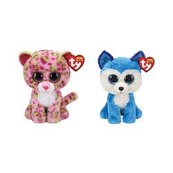 Foto van Ty - knuffel - beanie boo's - lainey leopard & prince husky