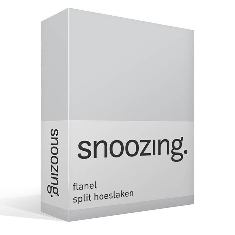 Foto van Snoozing - flanel - split-hoeslaken - lits-juemaux - 180x210/220 cm - grijs