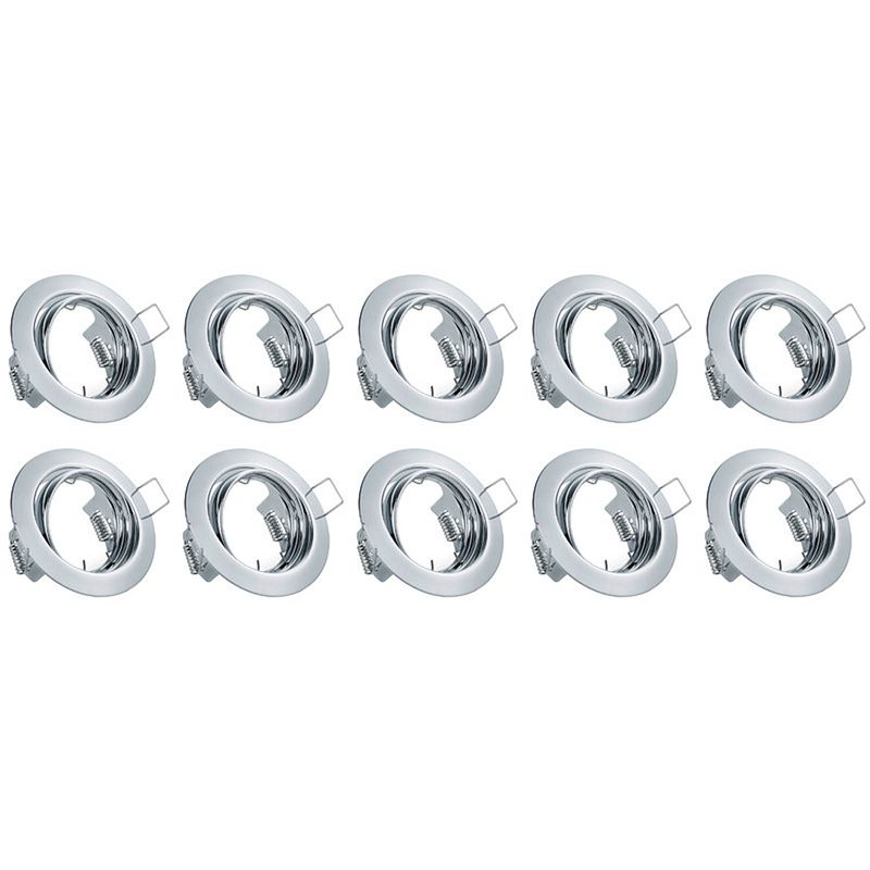 Foto van Spot armatuur 10 pack - trion - gu10 fitting - inbouw rond - glans chroom aluminium - kantelbaar ø83mm