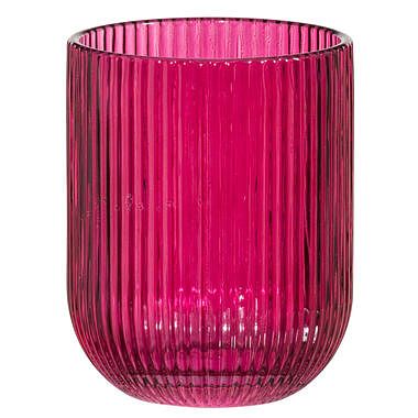 Foto van Waterglas ribbel - roze - 450 ml - leen bakker