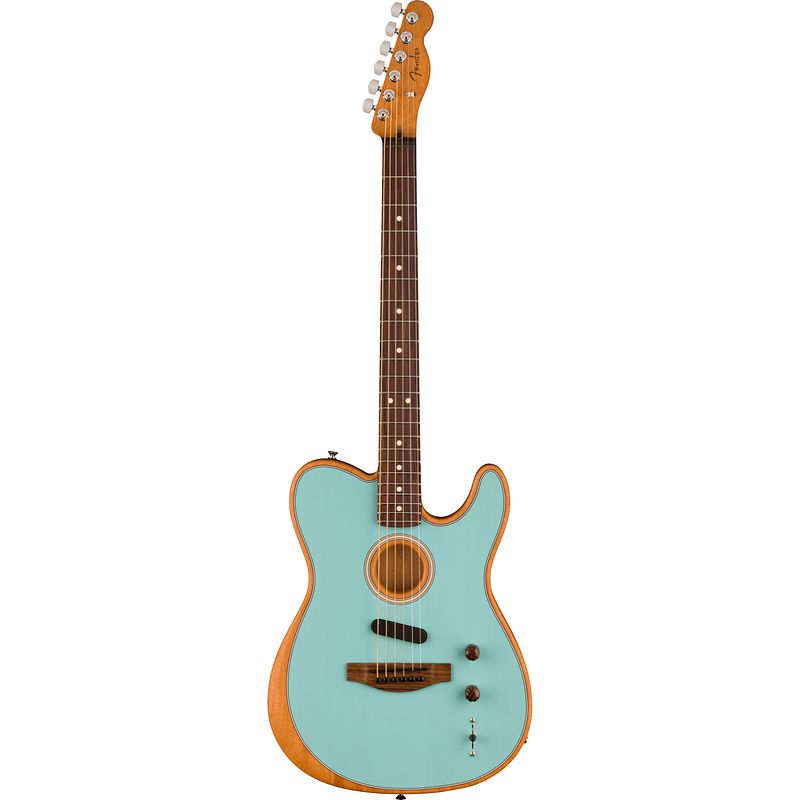 Foto van Fender limited edition acoustasonic player telecaster rw daphne blue met gigbag