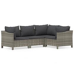 Foto van Vidaxl 4-delige loungeset met kussens poly rattan grijs