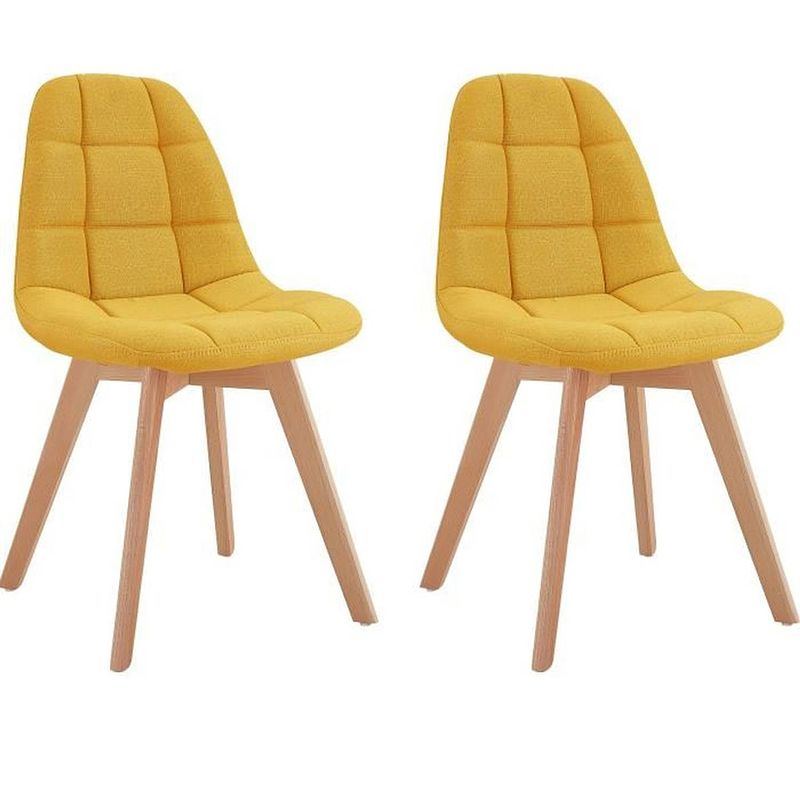 Foto van Anya set van 2 eetkamerstoelen - scandinavische stijl - curry gele stof - l 44 x d 50 x h 84 cm