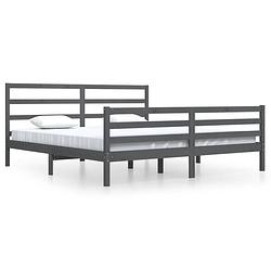 Foto van Vidaxl bedframe massief grenenhout grijs 200x200 cm