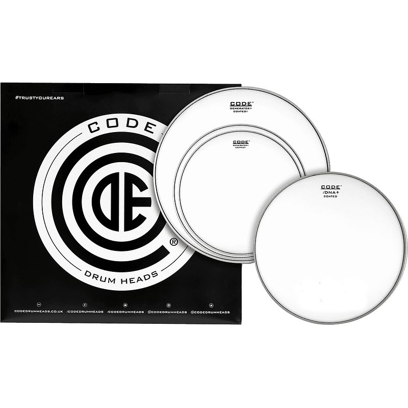 Foto van Code drum heads tpgenctds generator standard pack 12-13-16 inch coated tomvellen + 14 inch coated snaredrumvel