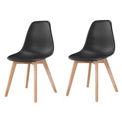 Foto van Sacha set van 2 zwarte eetkamerstoelen - massief houten hevea-voeten - scandinavisch - b 48 x d 55 cm