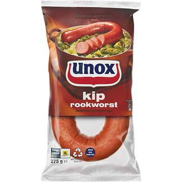 Foto van 2e halve prijs | unox rookworst kip 275g aanbieding bij jumbo