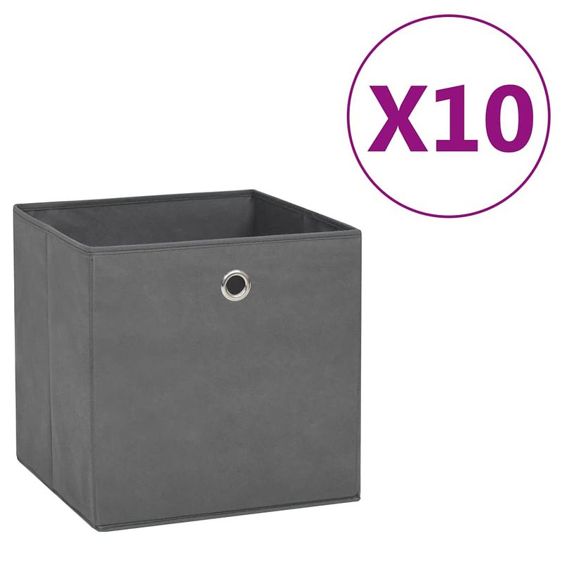 Foto van Vidaxl opbergboxen 10 st 28x28x28 cm nonwoven stof grijs