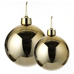 Foto van Grote kerstballen 2x stuks goud 15 en 20 cm kunststof - kerstbal