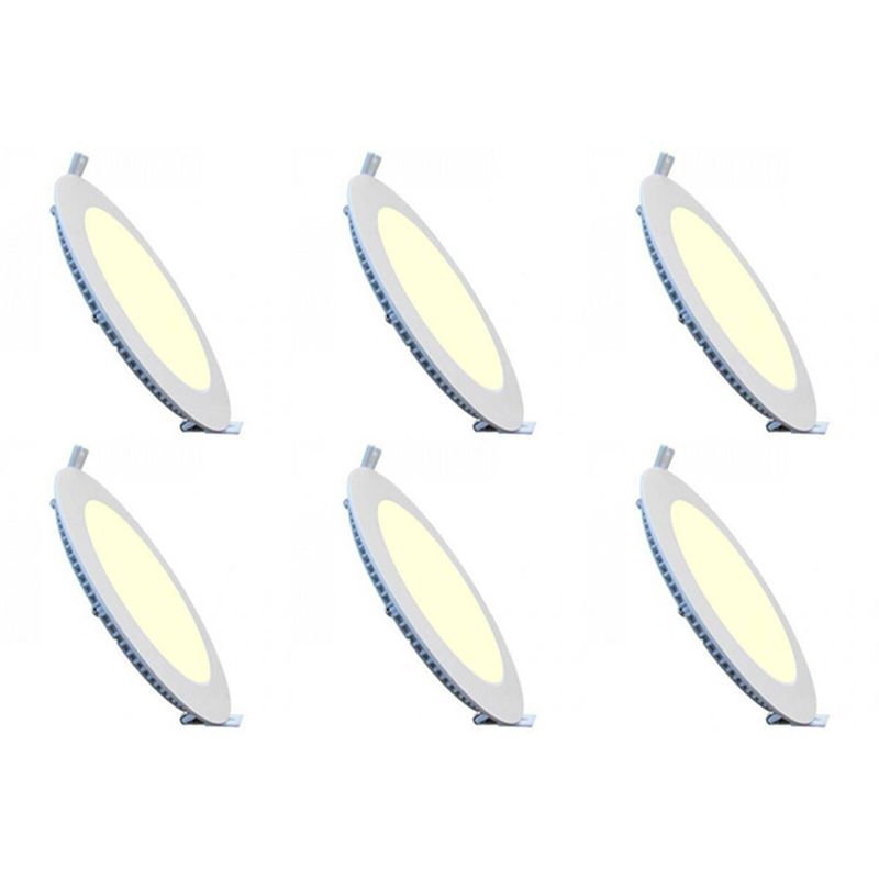 Foto van Led downlight slim 6 pack - inbouw rond 3w - warm wit 2700k - mat wit aluminium - ø83mm