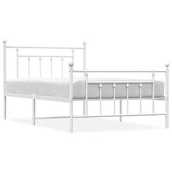 Foto van Vidaxl bedframe met hoofd- en voeteneinde metaal wit 100x200 cm