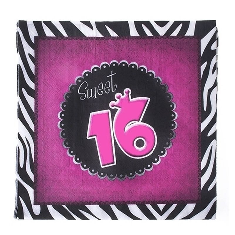 Foto van 60x stuks sweet 16 thema servetten 33 x 33 cm - feestservetten