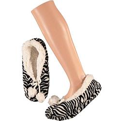 Foto van Dames ballerina pantoffels/sloffen zebra zwart/wit maat 37-39 - sloffen - volwassenen