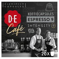 Foto van 2 voor € 8,00 | douwe egberts d.e cafe espresso 9 koffiecups 20 stuks aanbieding bij jumbo