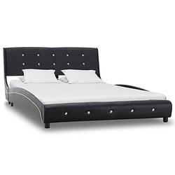 Foto van The living store bedframe - klassiek - ijzer en hout - 223 x 125 x 69.5 cm - zwart matras - comfortabel - 200 x 120 x