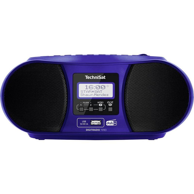 Foto van Technisat digitradio 1990 radio/cd-speler dab+, vhf (fm) aux, bluetooth, cd, dab+, fm, usb accu laadfunctie, wekfunctie blauw