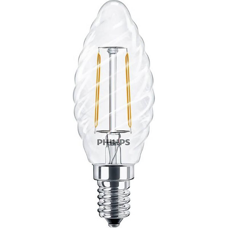 Foto van Philips lighting 34772400 led-lamp energielabel e (a - g) e14 kaars gedraaid 2 w = 25 w warmwit (ø x l) 35 mm x 97 mm 1 stuk(s)