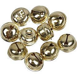 Foto van 12x metalen belletjes goud 13-15-17 mm met oog hobby/knutsel benodigdheden - hobbydecoratieobject