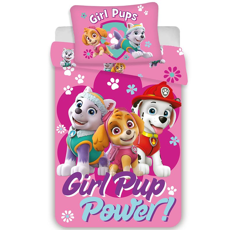 Foto van Paw patrol baby dekbedovertrek girl pup power - 100 x 135 cm - katoen