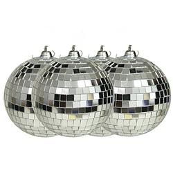 Foto van Othmar decorations disco kerstballen - 4x - zilver - 10 cm - kunststof - kerstbal