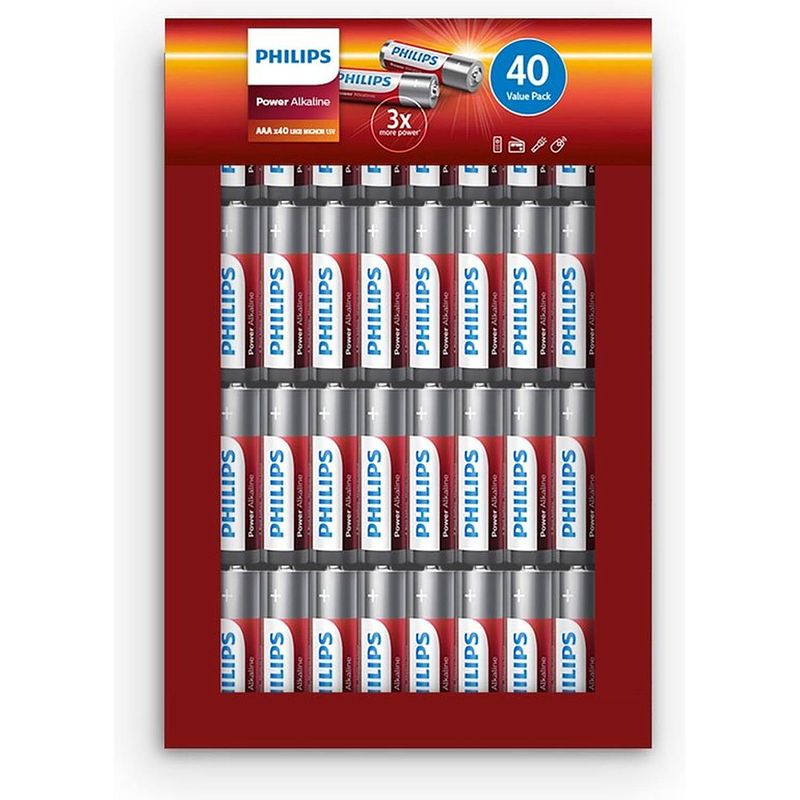 Foto van Philips power alkaline batterijen aaa 40-pack