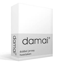 Foto van Damai dubbel jersey hoeslaken - 100% dubbel gebreide jersey katoen - 2-persoons (140/150x200/210/220 cm) - white