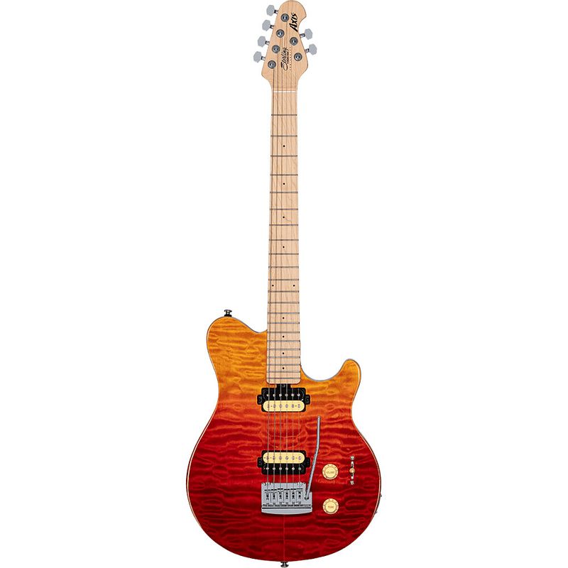 Foto van Sterling by music man axis quilted maple ax3qm spectrum red elektrische gitaar