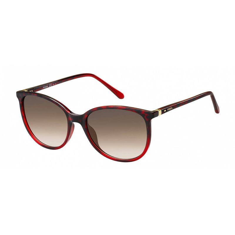 Foto van Fossil zonnebril fos3099/s dames donkerbruin havana rood/ bruin