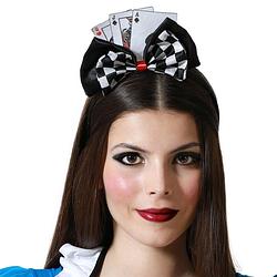 Foto van Atosa verkleed haarband diadeem casino thema - zwart/wit - meisjes/dames - met speelkaarten - verkleedhoofddeksels