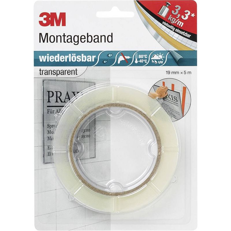 Foto van 3m px5011 8899195 dubbelzijdige tape transparant (l x b) 5 m x 19 mm 1 stuk(s)