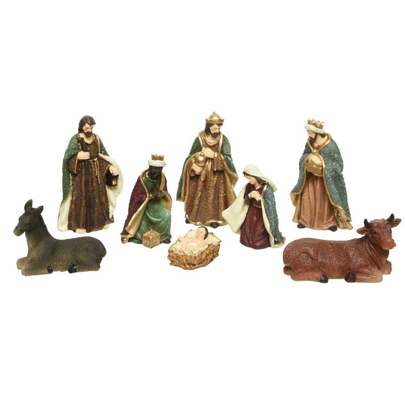 Foto van Decoris kerststalbeelden - set 8x stuks - tot 20 cm - polyresin - kerststallen