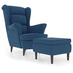 Foto van Vidaxl fauteuil met voetenbank fluweel blauw