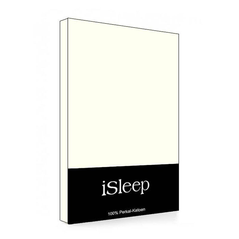 Foto van Isleep topper hoeslaken perkal katoen - licht beige - 180x210