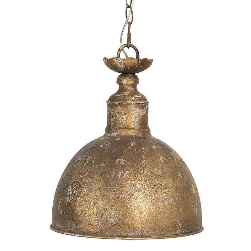 Foto van Haes deco - hanglamp - industrial - koperkleurige vintage lamp, ø 29*35 cm - ronde hanglamp eettafel, hanglamp eetkamer