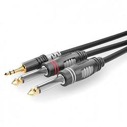 Foto van Sommer cable hba-3s62-0300 jackplug audio aansluitkabel [1x jackplug male 3,5 mm - 2x jackplug male 6,3 mm (mono)] 3.00 m zwart