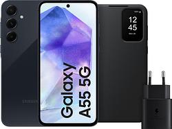 Foto van Samsung galaxy a55 128gb donkerblauw 5g + accessoirepakket