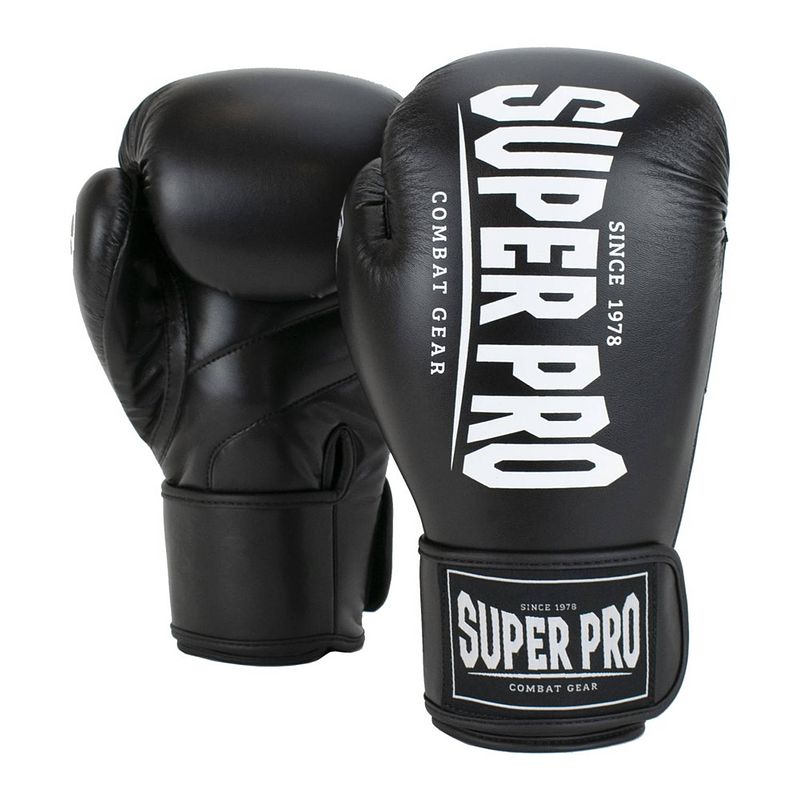 Foto van Super pro combat gear champ (kick)bokshandschoenen - zwart/wit - 10 oz