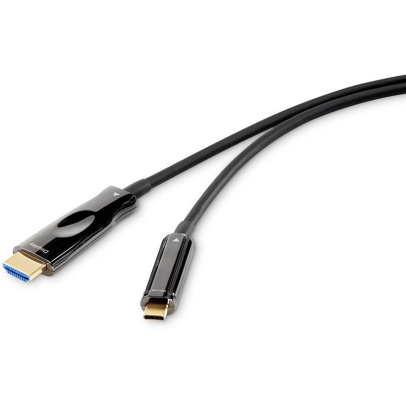 Foto van Renkforce usb-c / hdmi adapterkabel usb-c stekker, hdmi-a stekker 30.00 m zwart rf-4531596 rond usb-c-displaykabel