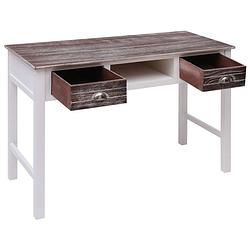 Foto van The living store bureau paulownia/populierenhout - 110x45x76 cm - 2 lades - 1 open vak