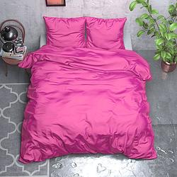 Foto van Sleeptime elegance satijn geweven uni -roze dekbedovertrek lits-jumeaux (240 x 220 cm + 2 kussenslopen) dekbedovertrek