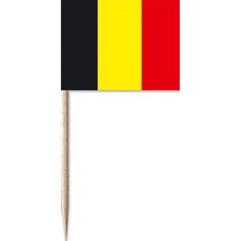 Foto van 100x cocktailprikkers belgi? 8 cm vlaggetje landen decoratie - cocktailprikkers
