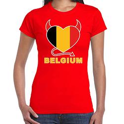 Foto van Rood fan shirt / kleding belgium hart ek/ wk voor dames xs - feestshirts