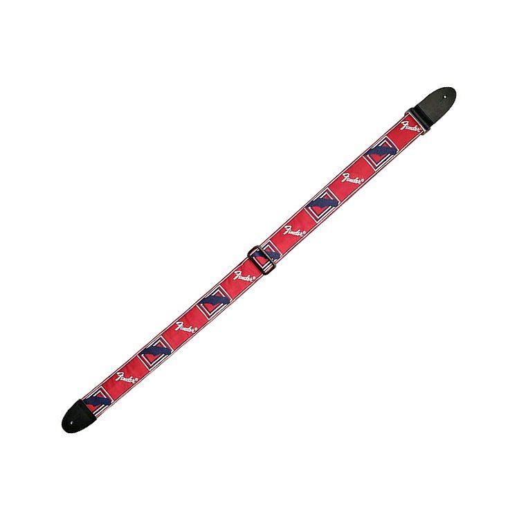 Foto van Fender monogrammed 2 inch gitaarband rood wit blauw