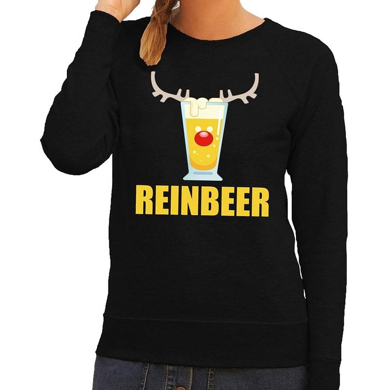 Foto van Foute kersttrui / sweater reinbeer zwart voor dames - kersttruien s (36)